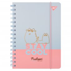 Spiral notebook YES A5 80 sheets with elastic band Pusheen checked