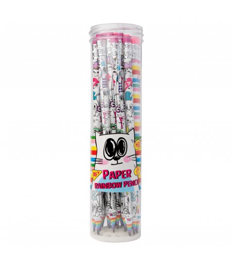 Олівець чорнографітний YES Happy colours з паперу круглий з гумкою - фото 2 з 7