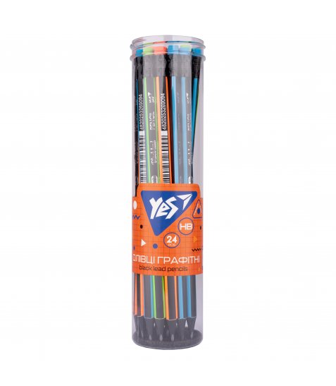 Олівець чорнографітний YES Neon Stripes трикутний з гумкою - фото 2 з 3