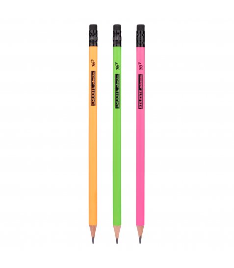 Олівець чорнографітний YES Erudite Neon трикутний з гумкою - фото 2 з 3