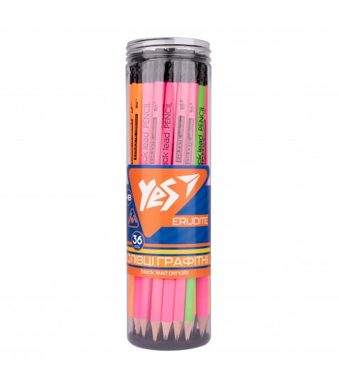 Олівець чорнографітний YES Erudite Neon трикутний з гумкою - фото 3 з 3