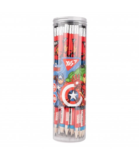 Олівець чорнографітний YES Marvel.Avengers круглий з гумкою - фото 2 з 2