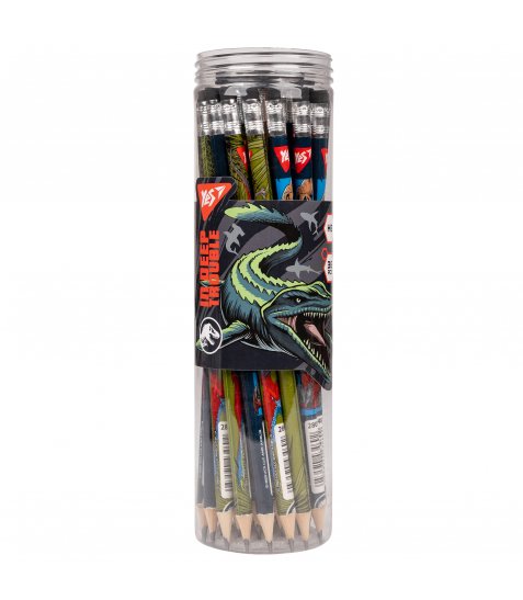 Олівець чорнографітний Yes Jurassic World круглий з гумкою - фото 2 з 2