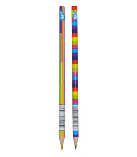 Карандаш YES "Rainbow" с четырехцветным грифелем, треугольный, заточен. микс