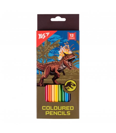 Олівці кольорові Yes 12 кольорів Jurassic World хакі - фото 1 з 2