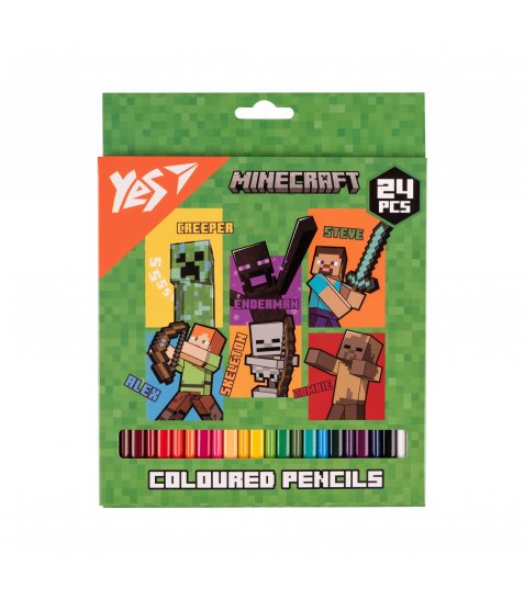Олівці кольорові Yes 24 кольорів Minecraft Heroes - фото 1 з 2