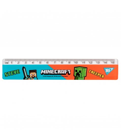 Лінійка Yes 15 см Minecraft, блакитно-червона - фото 1 з 2