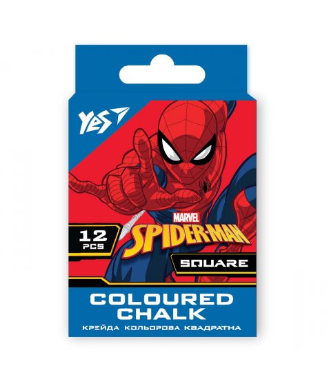 Крейда YES Marvel.Spiderman кольорова 10х10 квадратна 12 шт - фото 1 з 1
