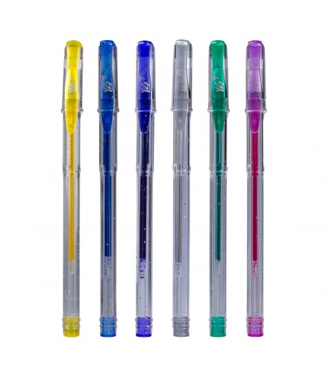 Ручки гелевые YES Glitter набір 6 шт - фото 4 з 4