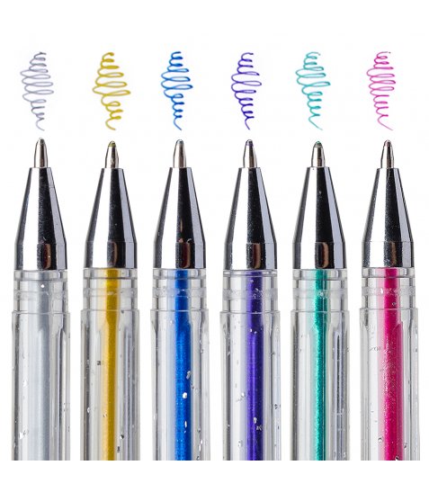 Ручки гелевые YES Glitter набор 6 шт - фото 3 из 4