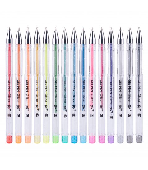 Ручка гелева YES Glitter 15 кольорів, 30 штук - фото 3 з 4