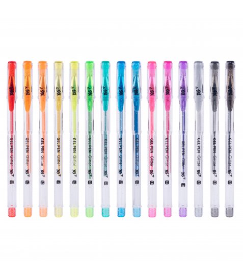 Ручка гелева YES Glitter 15 кольорів, 30 штук - фото 2 з 4