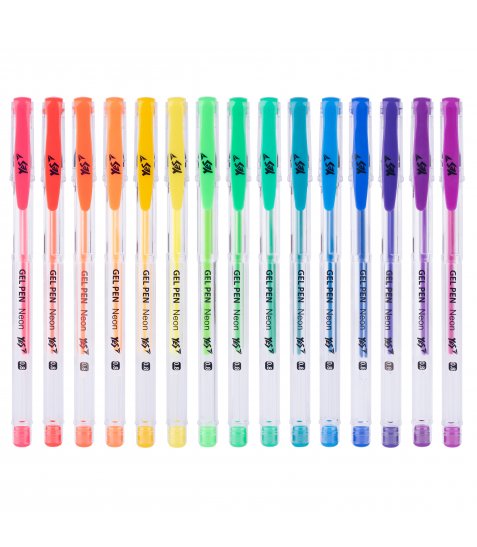 Ручка гелевая YES "Neon" 15 цв, 30 шт/тубус - фото 2 из 4