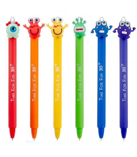 Ручка шариковая YES Funny monsters 0,7 мм синяя автоматическая - фото 2 из 6
