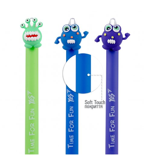 Ручка шариковая YES Funny monsters 0,7 мм синяя автоматическая - фото 6 из 6