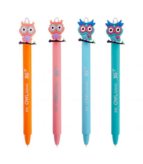Ручка шариковая YES Cute owl 0,7 мм синяя автоматическая - фото 2 из 5