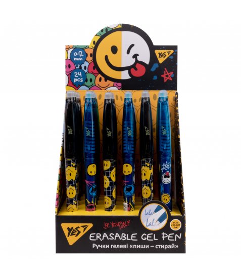 Ручка гелева YES пиши-стирай Melt Smile 0,7 мм синя - фото 3 з 4