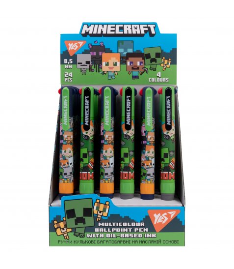 Ручка кулькова YES Minecraft: Boom 0,5 мм 4 кольори - фото 3 з 5