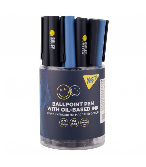 Ручка кулькова YES Smiley World United 0,7 мм синя - фото 3 з 4