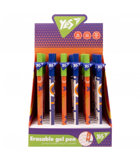 Ручка гелева YES пиши-стирай Erudite 0,5 мм, синя - фото 3 з 4