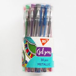 Ручка гелева YES Metallic 15 кольорів, 30 штук