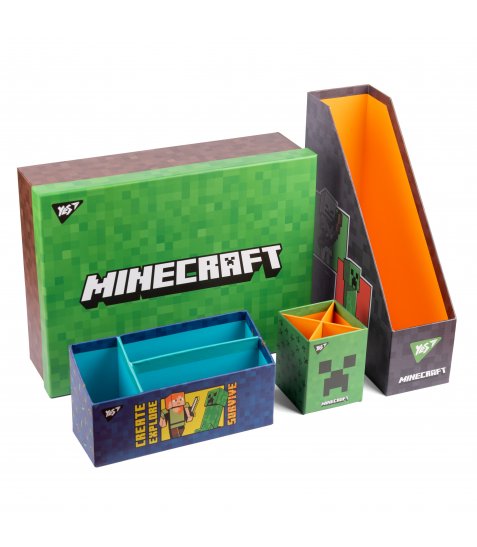 Настільний органайзер в наборі YES "Minecraft" картонний, 4 предмети - фото 1 з 2