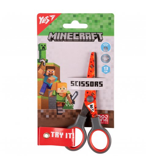 Ножиці Yes Minecraft 13см з принтом на лезі червоні - фото 1 з 1
