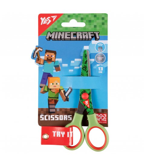 Ножиці Yes Minecraft 13см з принтом на лезі зелені - фото 1 з 1