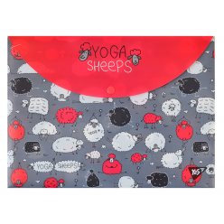 Папка-конверт YES на кнопке А4 "Yoga sheeps"