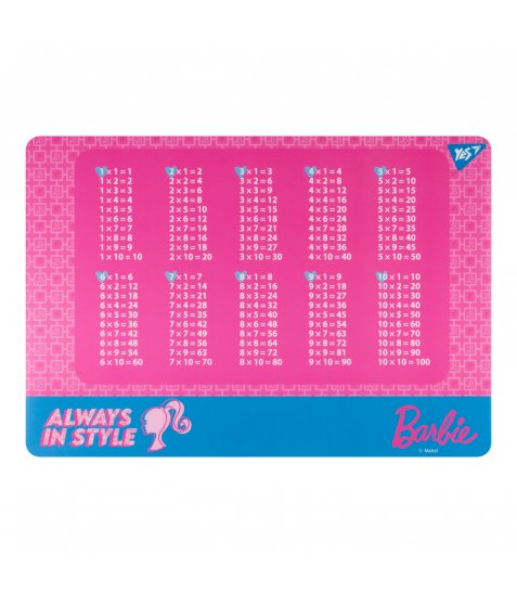 Підкладка для столу  Yes Barbie з підказками таблиця множення А3 - фото 1 з 1