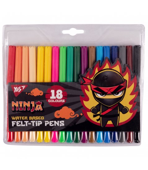 Фломастери Yes 18 кольорів Ninja - фото 1 з 2