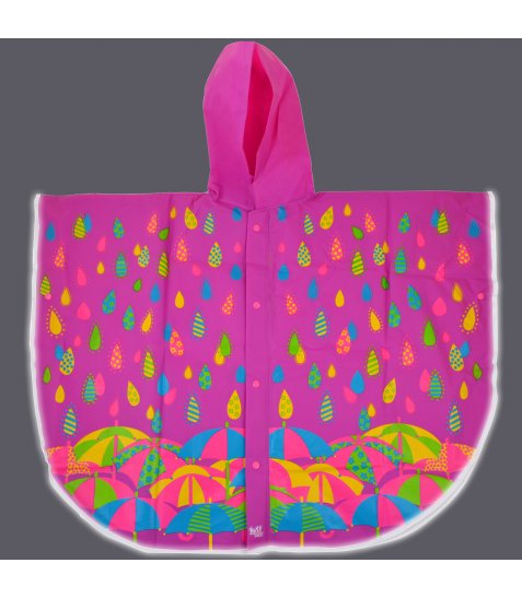 Дощовик-пончо YES зі світловідбиваючим кантом Яскраві парасольки - фото 3 з 4