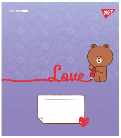 Зошит шкільний Yes Line Friends. Love letter 12 аркушів лінія - фото 2 з 6