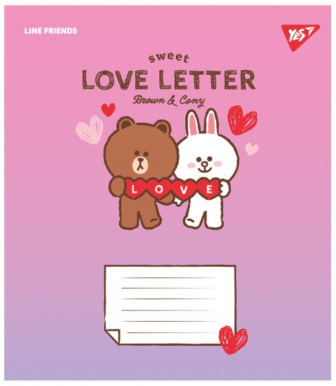Зошит шкільний Yes Line Friends. Love letter 12 аркушів лінія - фото 4 з 6