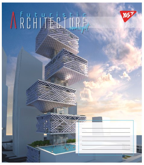 Зошит шкільний Yes Futuristic architecture 24 аркушів клітинка - фото 5 з 6