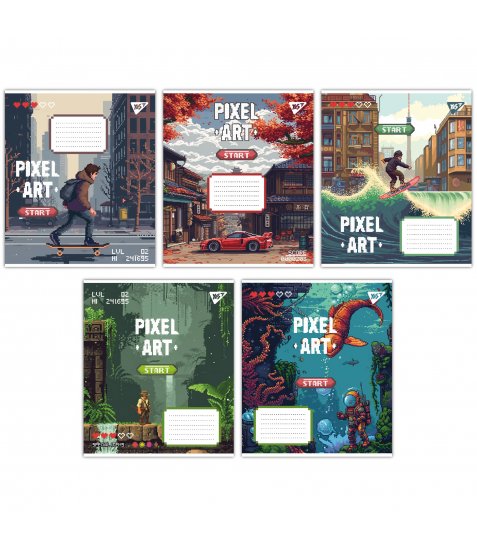 Зошит шкільний Yes Pixel art 12 аркушів клітинка - фото 1 з 6