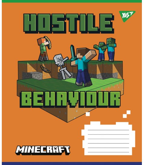 Зошит шкільний Yes Minecraft. Hostile 12 аркушів коса лінія - фото 4 з 6